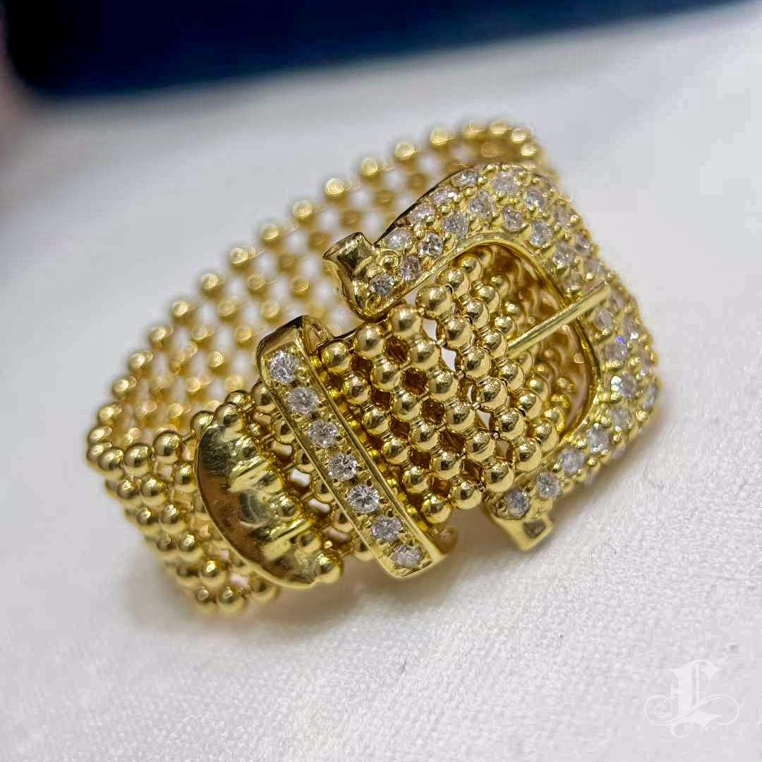 Women's 【Énigma】Diamond Buckle Ring in 18k Gold, Adjustable Design For Sale