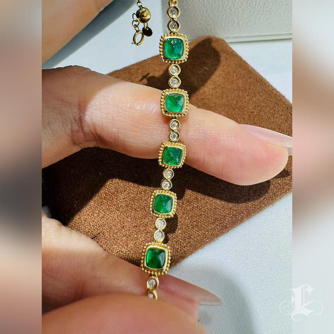 【Énigma】Emerald Candy-Cut Diamant Armband in 18K Gold - 0.98ct im Angebot 5