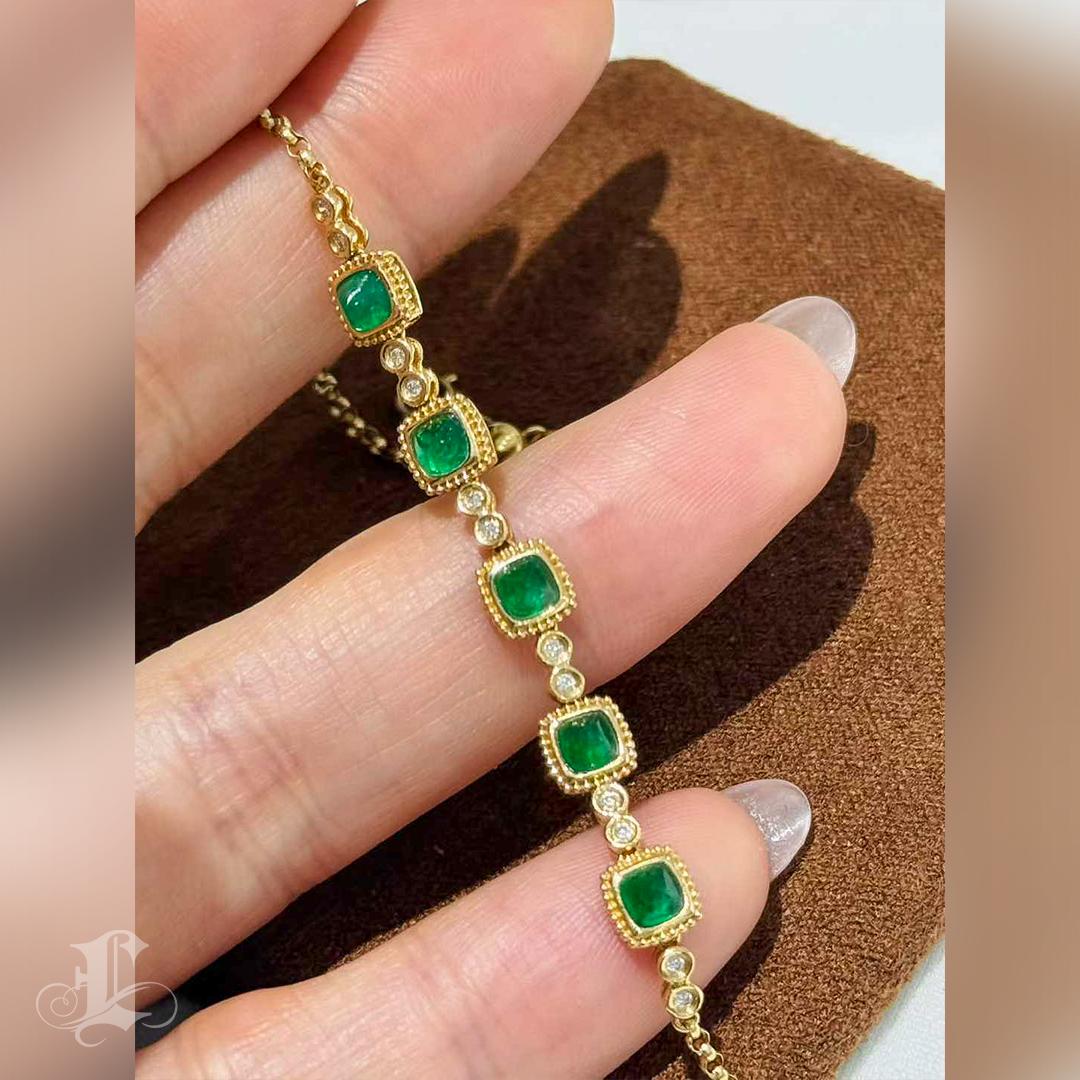 【Énigma】Emerald Candy-Cut Diamant Armband in 18K Gold - 0.98ct im Angebot 6