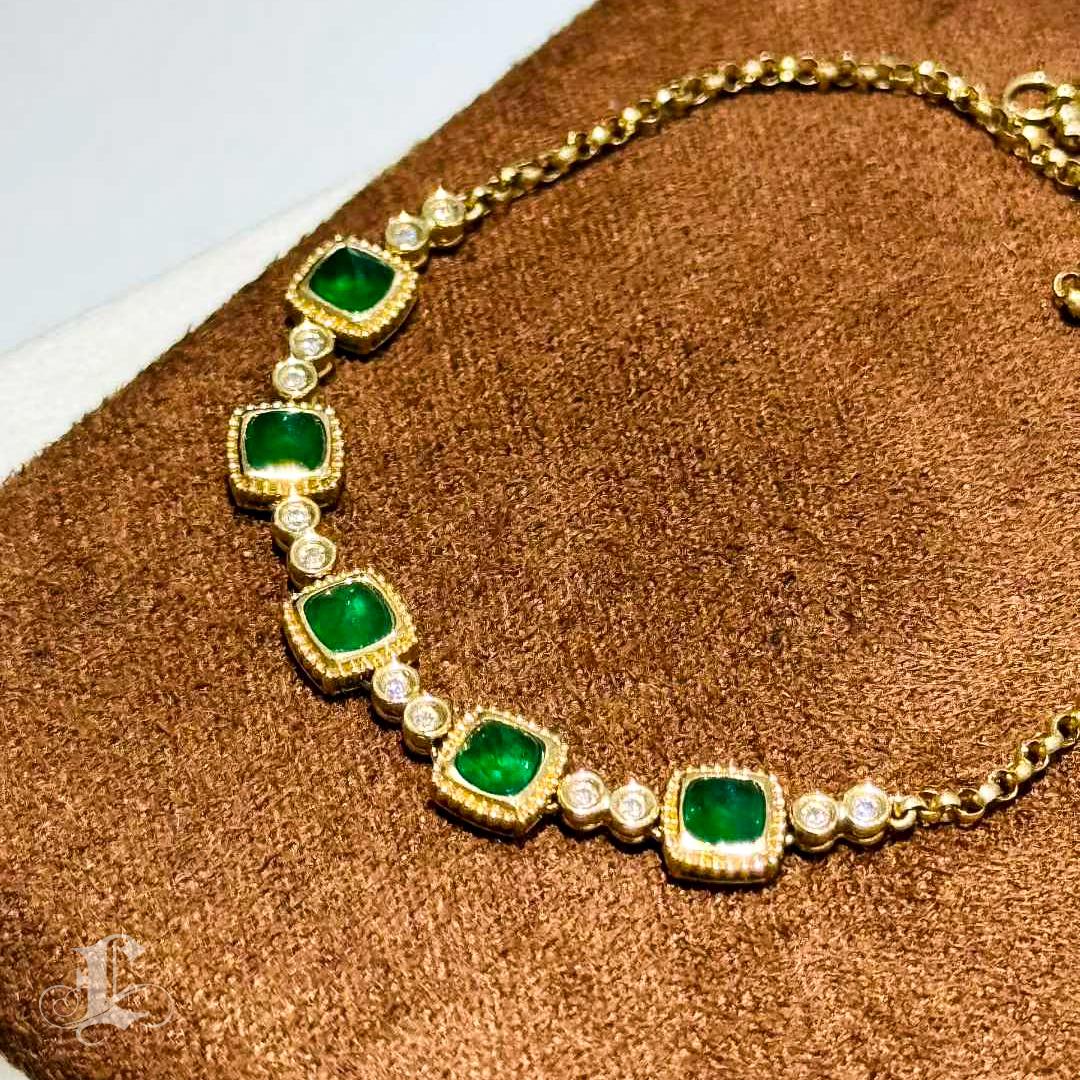 【Énigma】Emerald Candy-Cut Diamant Armband in 18K Gold - 0.98ct im Angebot 1