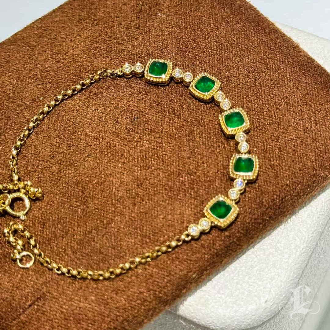 【Énigma】Emerald Candy-Cut Diamant Armband in 18K Gold - 0.98ct im Angebot 3