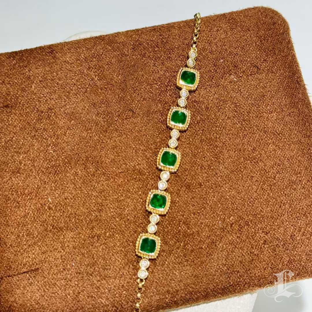 【Énigma】Emerald Candy-Cut Diamant Armband in 18K Gold - 0.98ct im Angebot 4