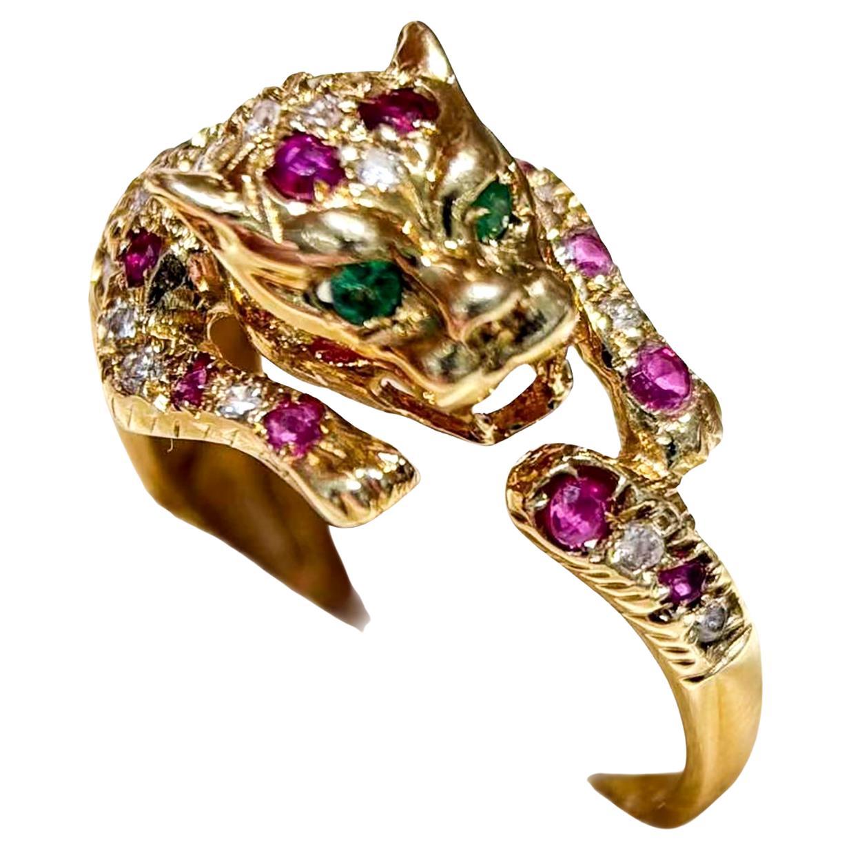 【Énigma】Fierce Grace - Rubin 
Smaragd Panther Ring