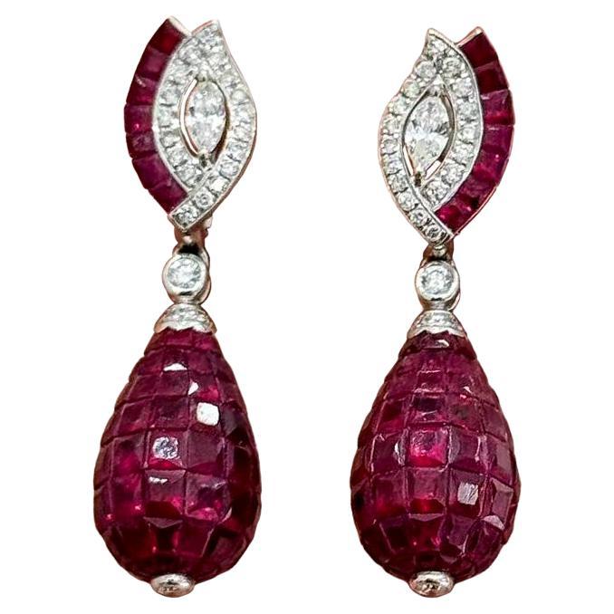 【Énigma】GAC Certified 13.65ct Imperial Flame Ruby Sculpture Earrings