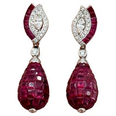【Énigma】GAC Certified 13.65ct Imperial Flame Ruby Sculpture Earrings