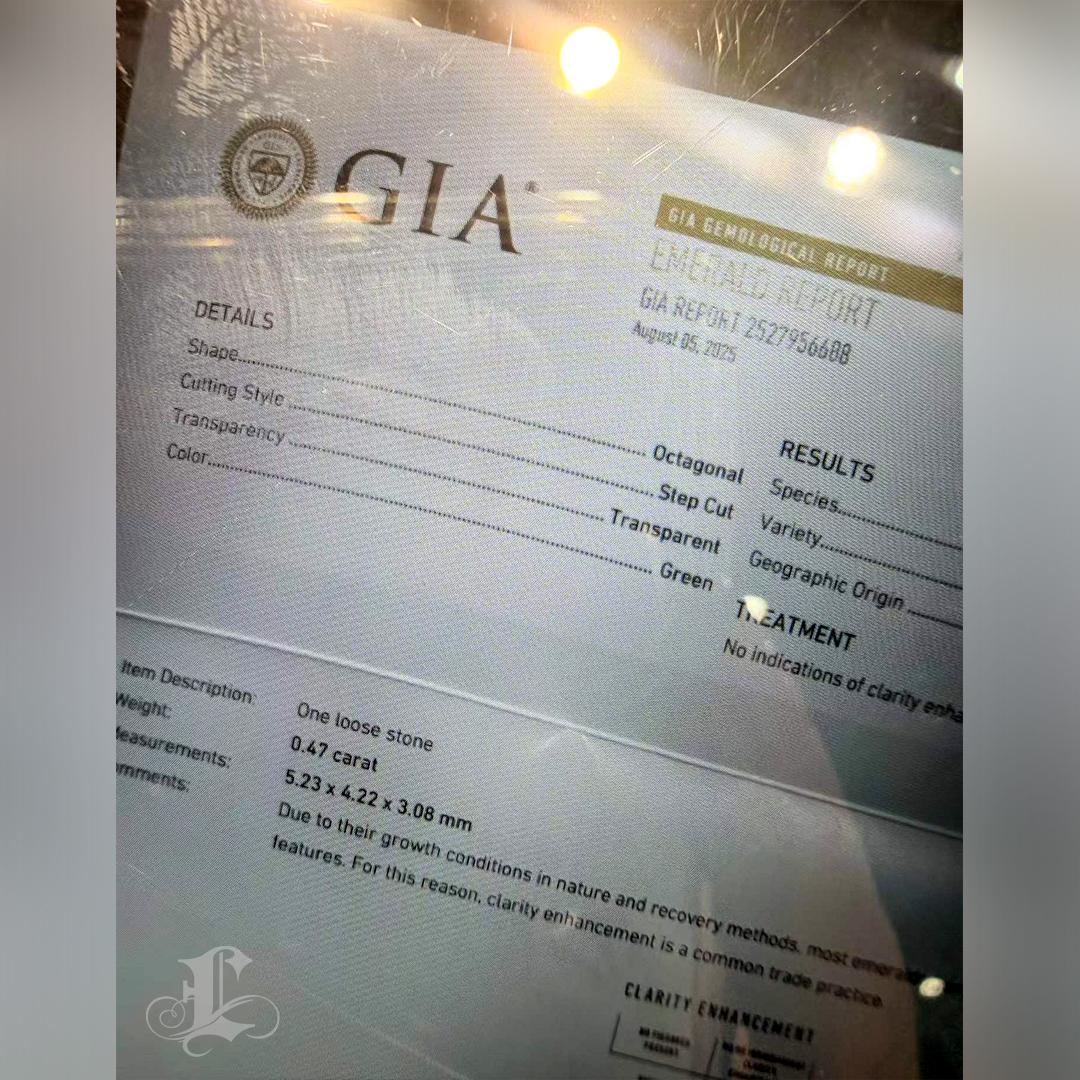 GIA zertifizierter 0,47ct ölfreier Smaragd Diamant 18K Weißgold Ring 6