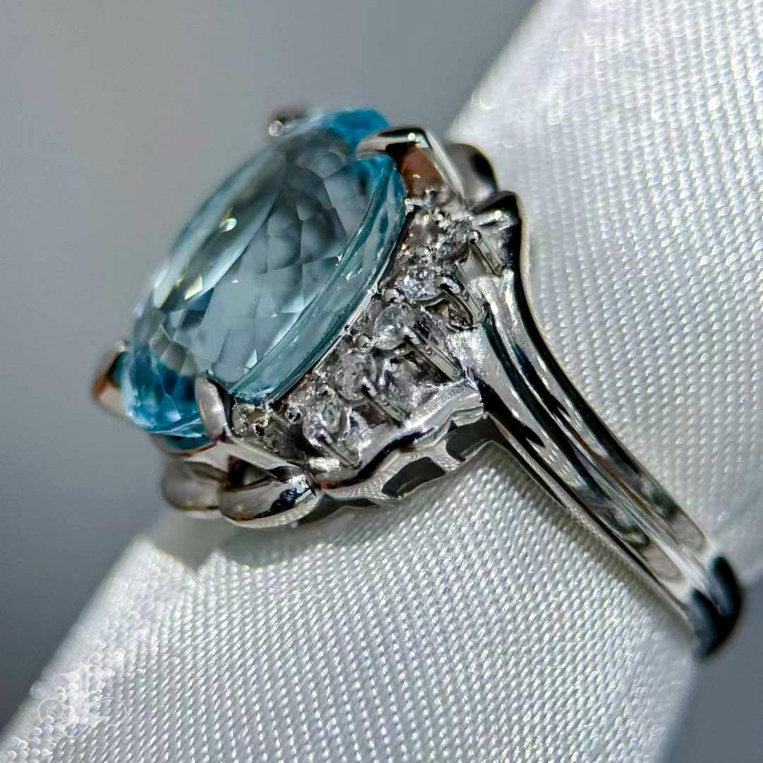 【Énigma】Glacial Flame 6.5ct Saint Maria Aquamarine Diamond Ring For Sale 4