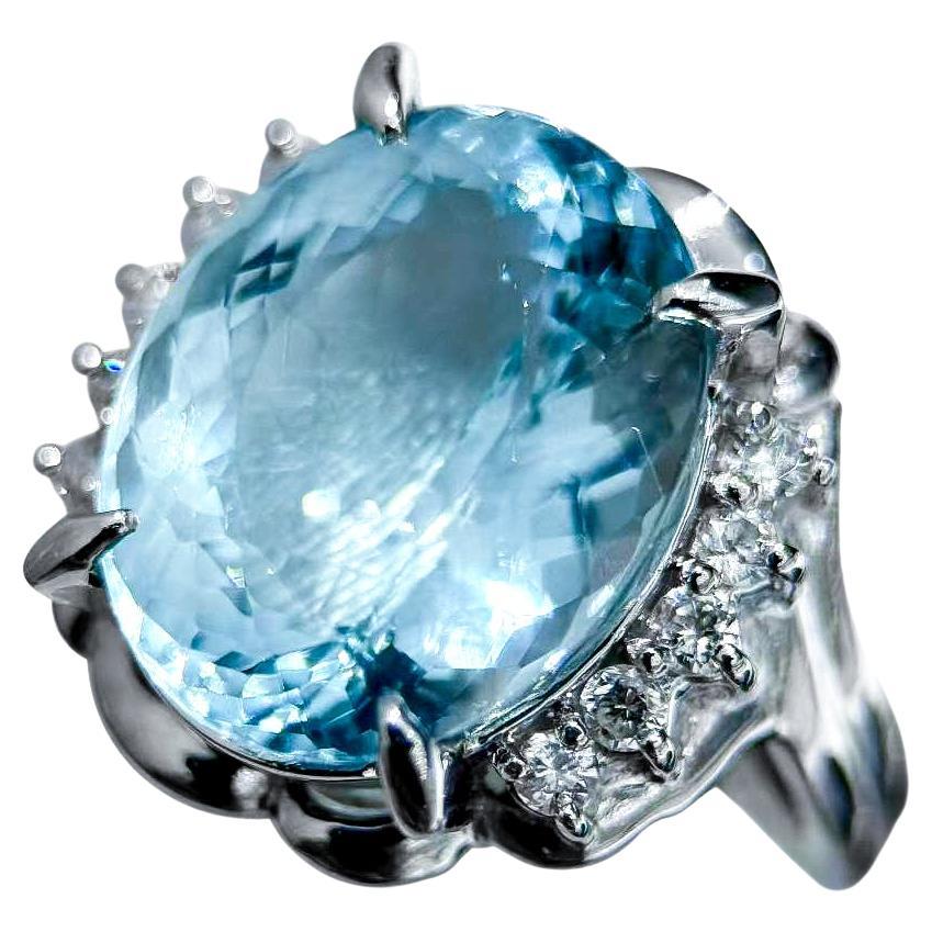 【Énigma】Glacial Flame 6.5ct Saint Maria Aquamarine Diamond Ring