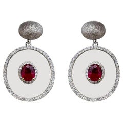 【Énigma】GUILD Certified Celestial Orbit Pigeon’s Blood Ruby Floating Earrings
