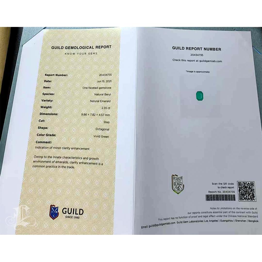 【Énigma】GUILD Certificado Verdant Empress Vivid Collar Halo de Diamantes Esmeralda en venta 5