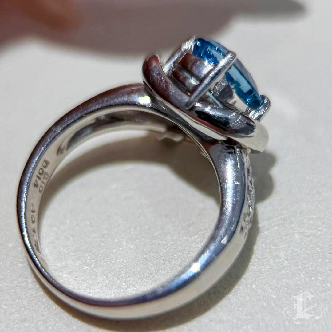 Anello di diamanti con acquamarina di Saint Maria in vendita 3