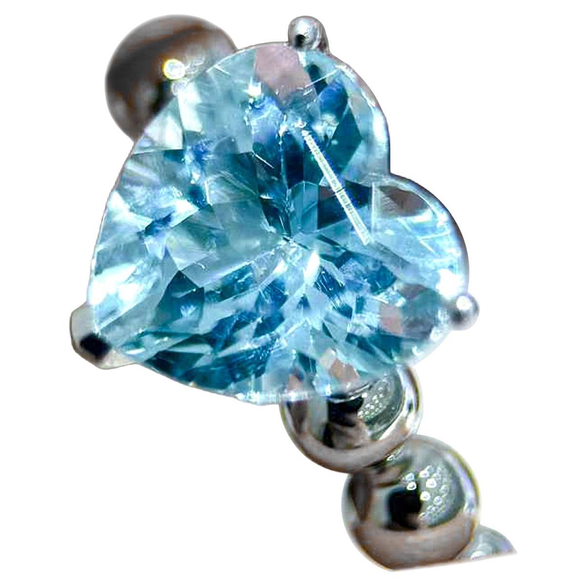 【Énigma】Heart's Ocean Bague en or blanc 18 carats avec aigue-marine taillée en cœur de 2,6ct en vente