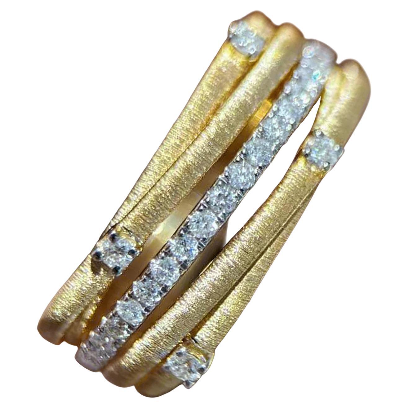 【Énigma】Italienischer Matte Gold Flow Ring mit 0,25ct Diamanten in 18K