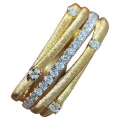 【Énigma】Italian Matte Gold Flow Ring with 0.25ct Diamonds in 18K