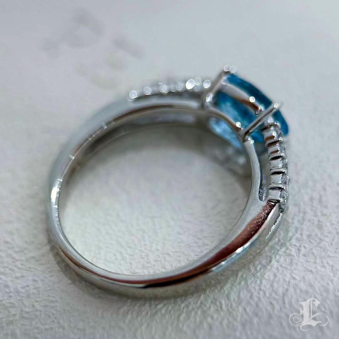 【Énigma】Lumière Fine Petite 0.97ct Saint Maria Aquamarine & Diamond Ring For Sale 4