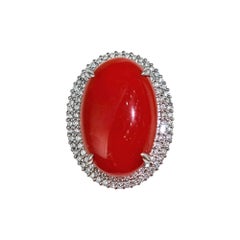 【Énigma】Natural Aka Coral Diamond Ring