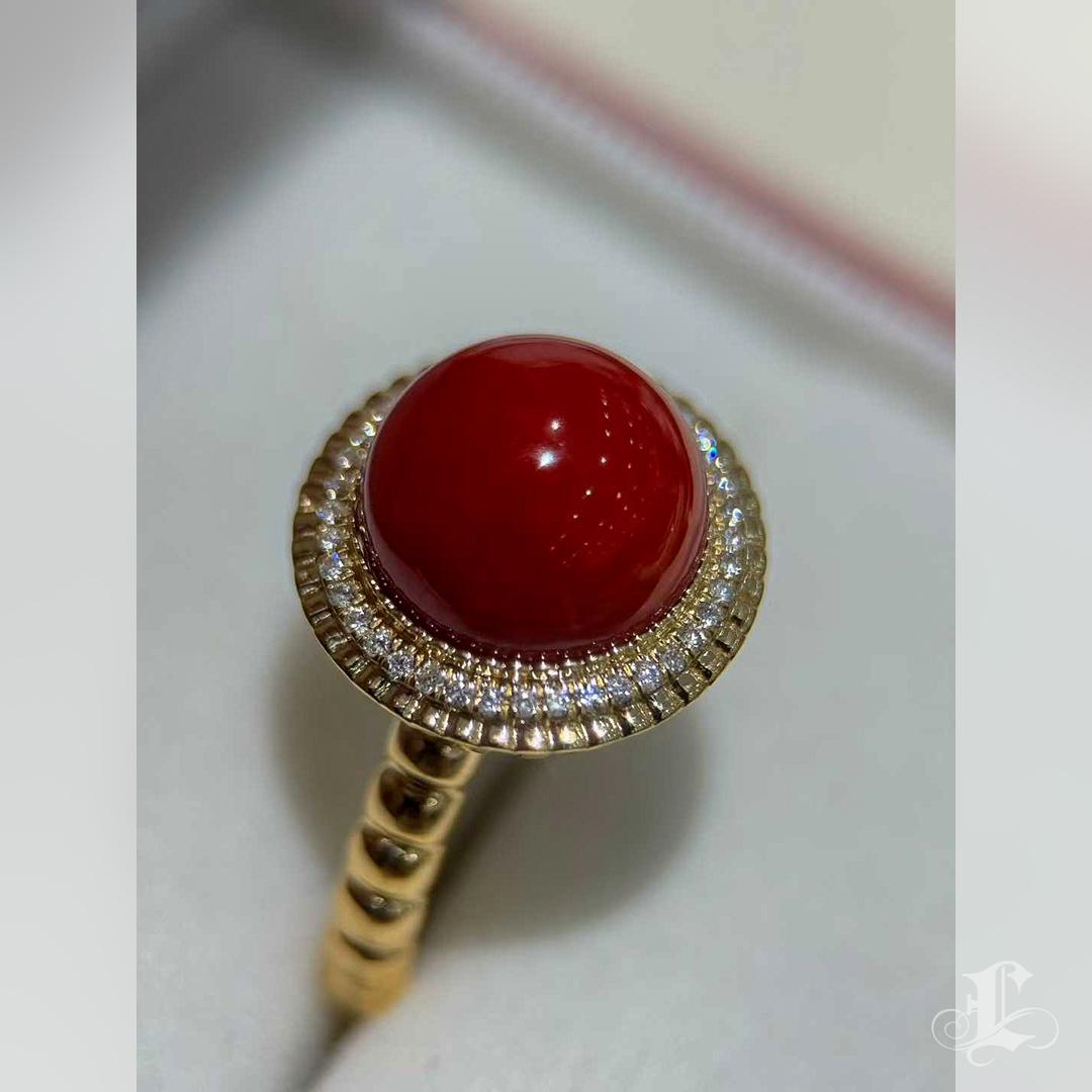 【Énigma】Only One Imperial Flame Oxblood Red Coral Diamond Ring en vente 5