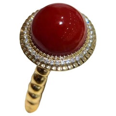 【Énigma】Only One Imperial Flame Oxblood Red Coral Diamond Ring