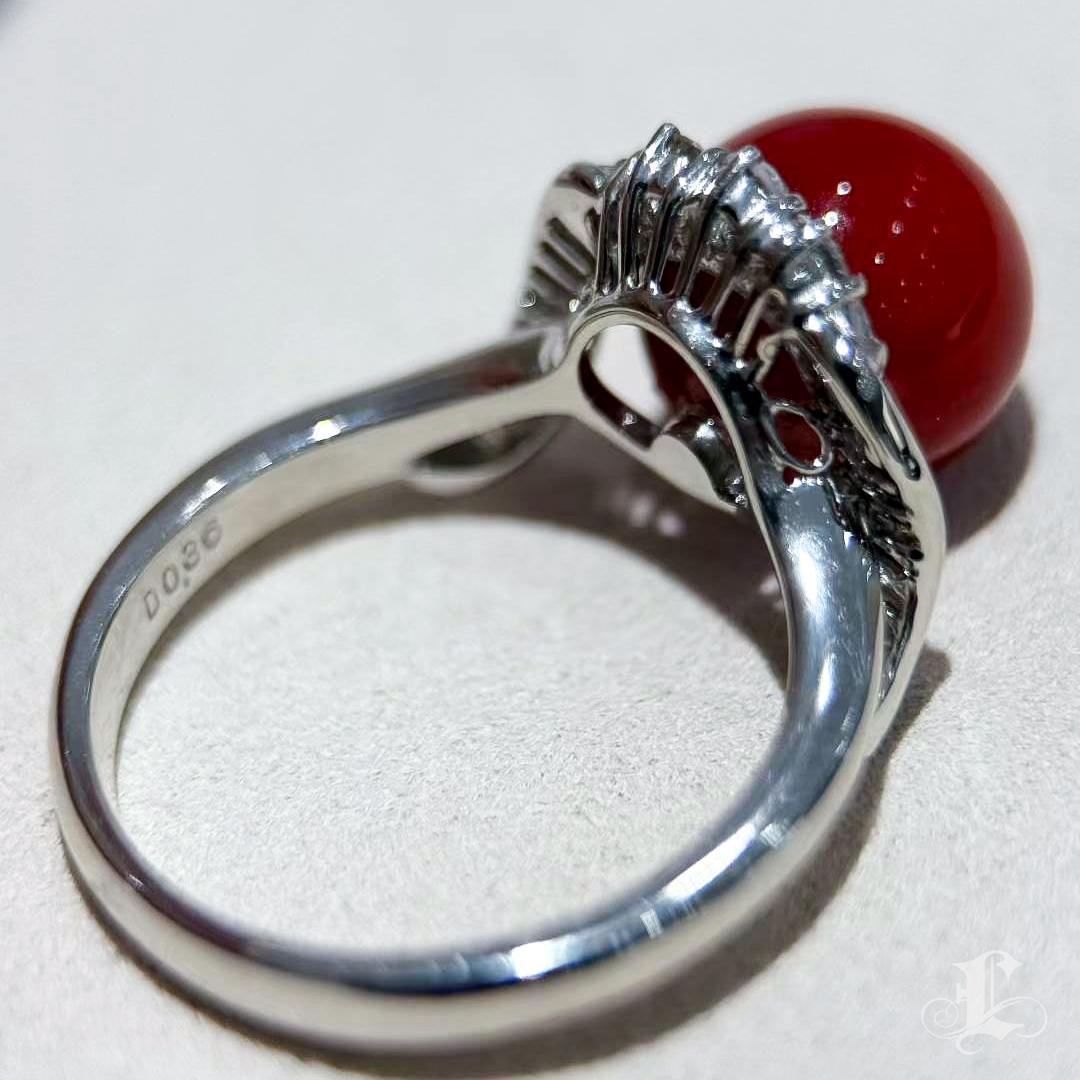 【Énigma】Único Anillo de Diamantes de Coral Natural Aka Llama de Oxblood en venta 6