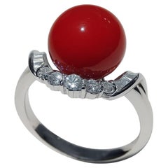 【Énigma】Only One Oxblood Flame Natural Aka Coral Diamond Ring