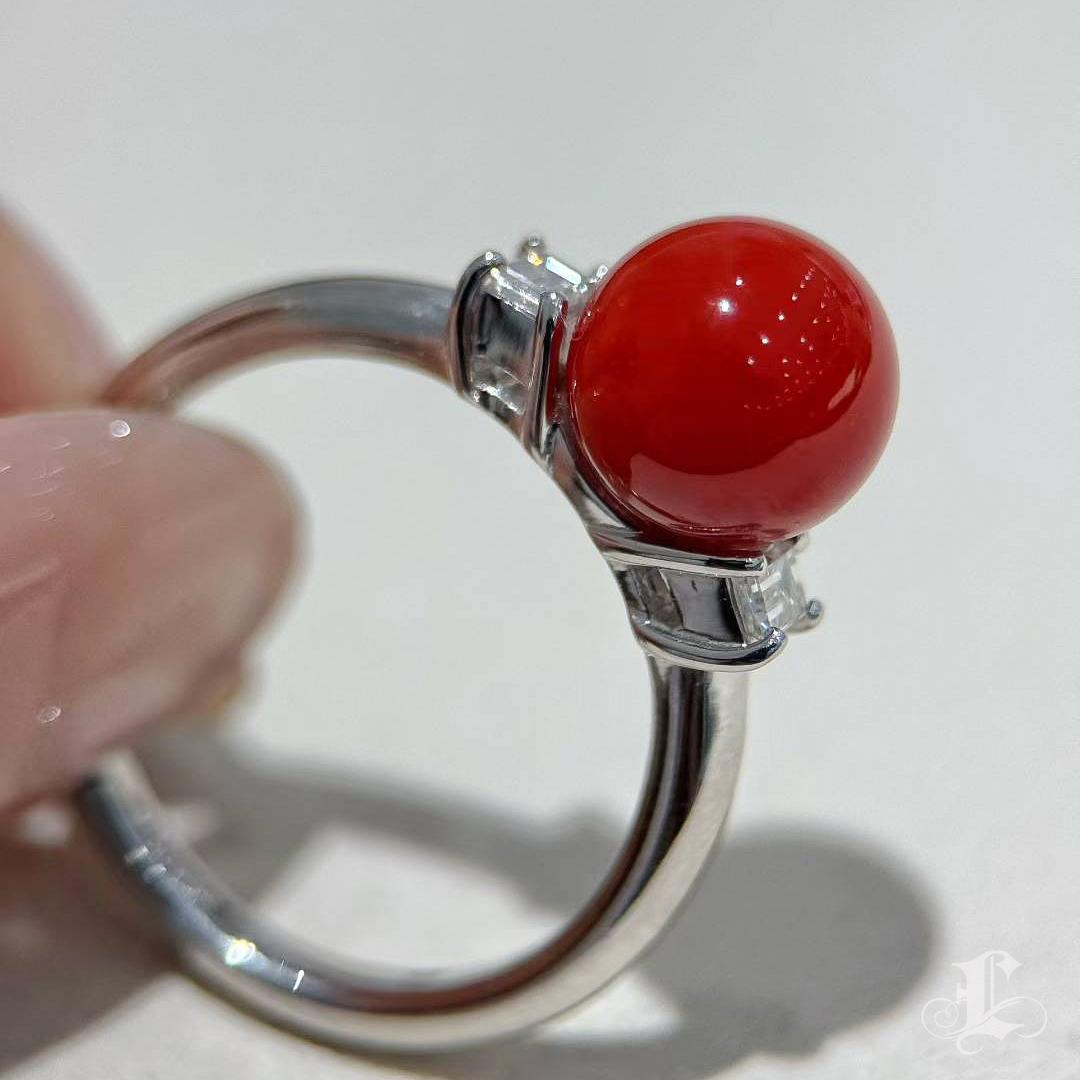 【Énigma】Only One Oxblood Halo Natural Aka Coral Diamond Ring Neuf - En vente à New York, NY