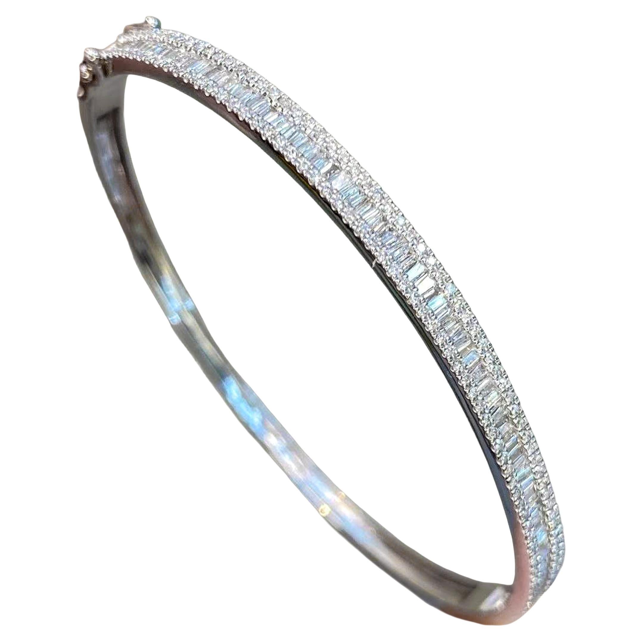 【Énigma】Brazalete baguette de diamantes de 1,2 ct en platino en venta