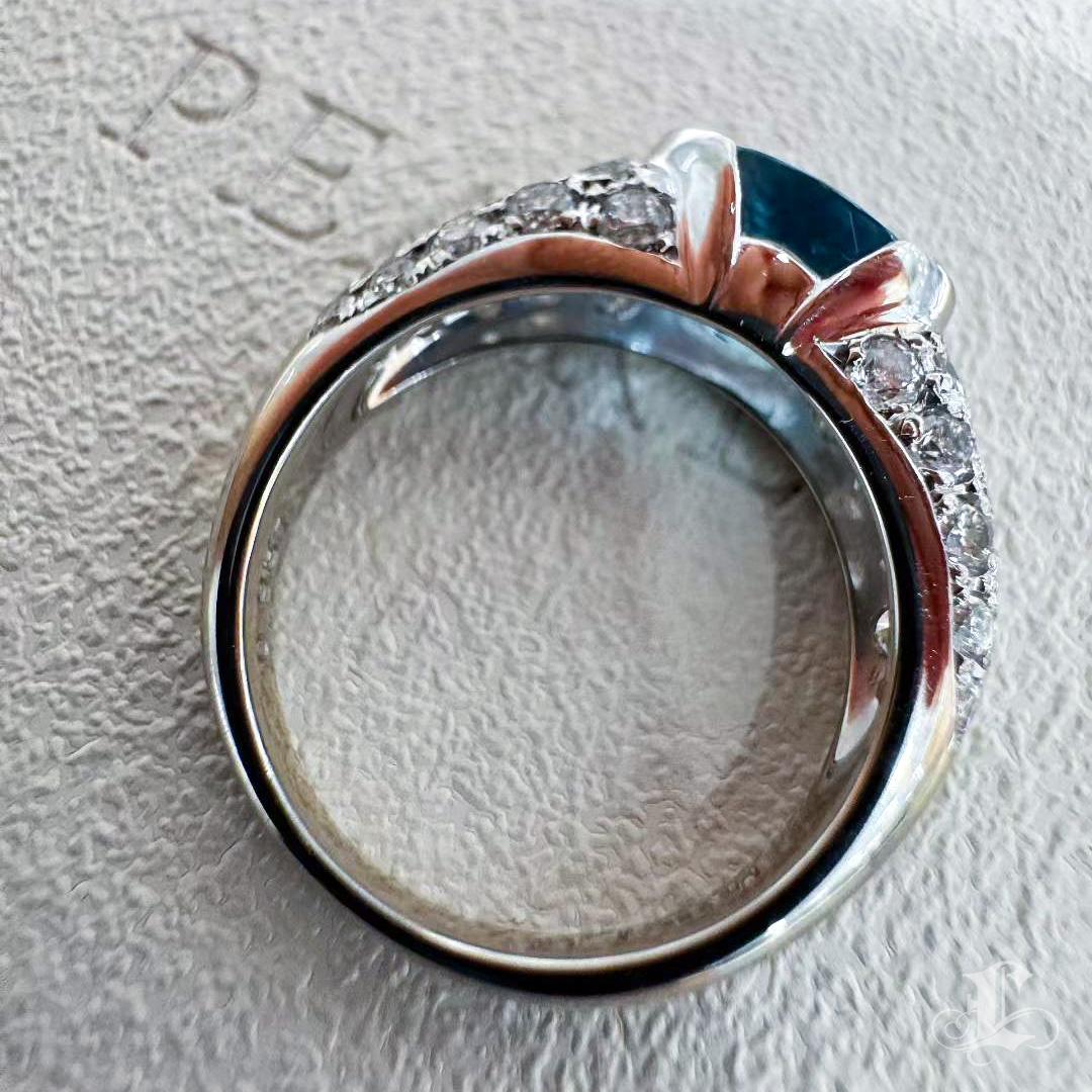 【Énigma】1.66ct Santa Maria Blue Aquamarine & Diamond Pavé Ring in Platinum For Sale 4