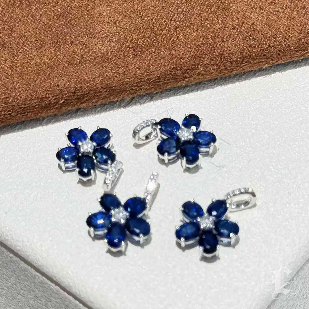 【Énigma】Sapphire Bloom - Königsblau 1.2ct Saphir Diamant Anhänger Halskette im Angebot 6