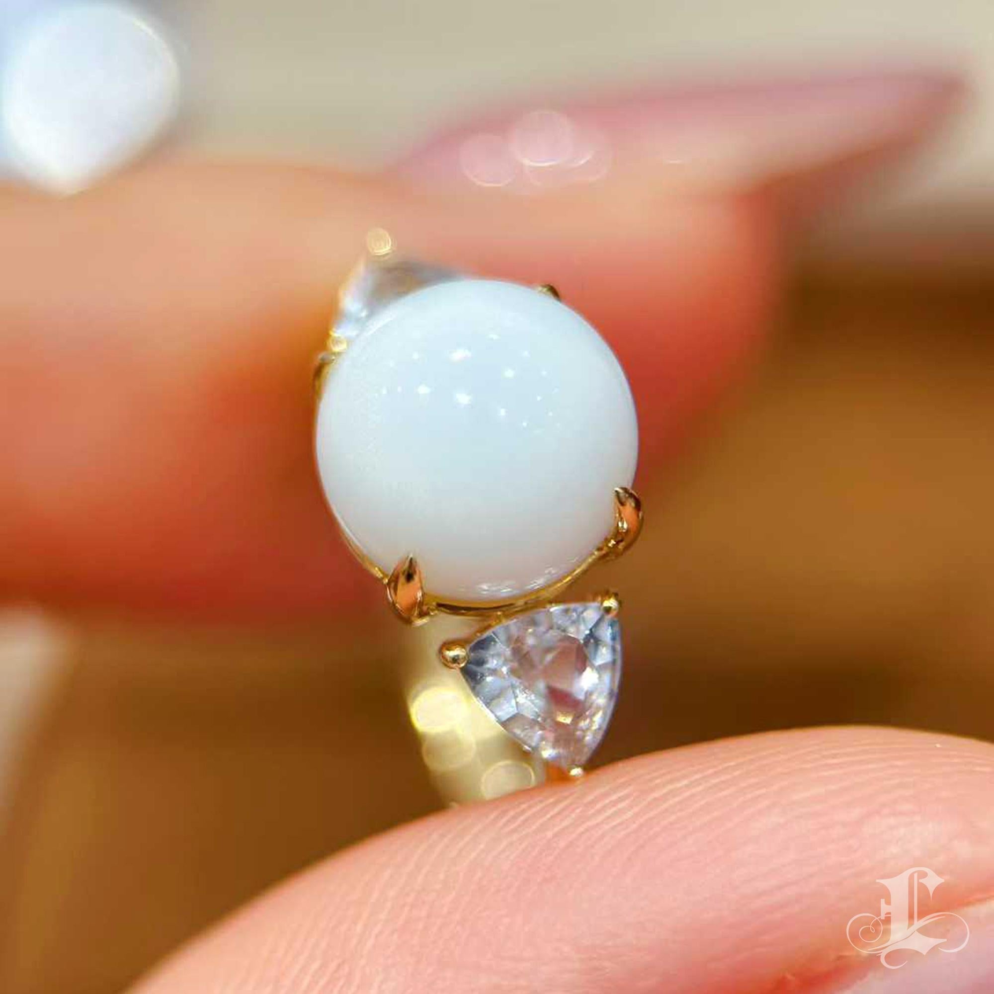 【Énigma】Aurora Silenziosa 3,3ct Perla Gigante e Zaffiro Bianco Anello in vendita 4