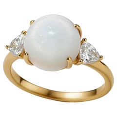 【Énigma】Silent Dawn 3,3ct Riesenmuschel Perle & Weißer Saphir Ring