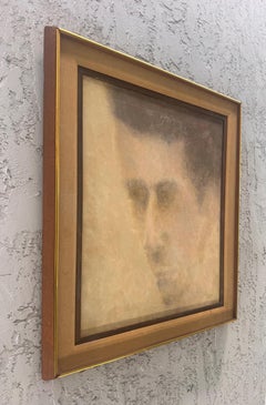 Enigmatic Mid-century Portrait Painting of a Man signed L. Kaye