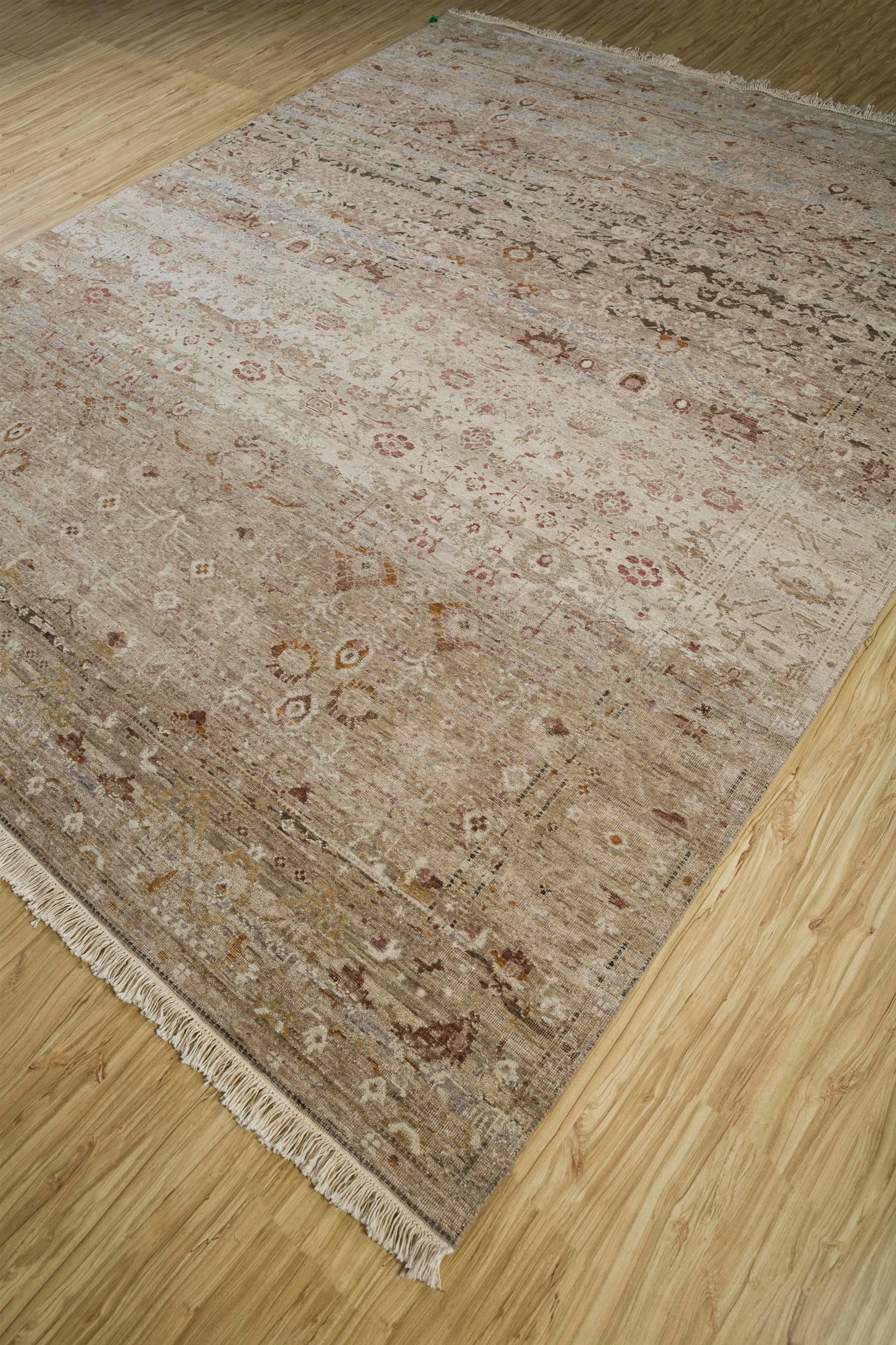 Modern Enigmatic Weavings Clay & Soft Beige 240x300 cm Handknotted Rug For Sale