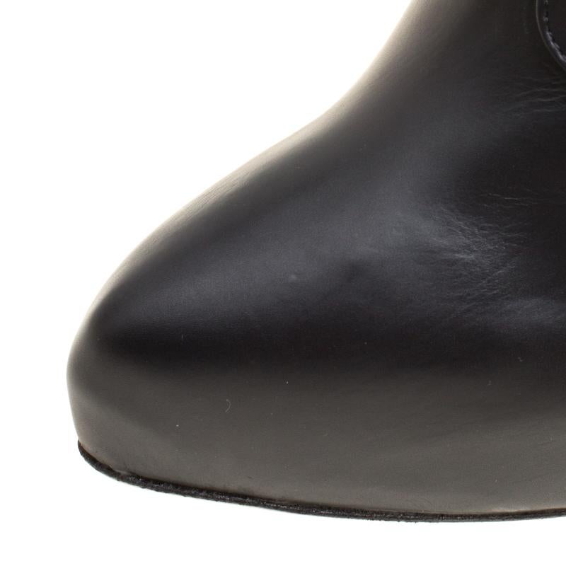 Women's Enio Silla For Le Silla Black Leather Platform Ankle Boots Size 40