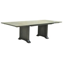 Enkeboll James Mont Green Style Cerused Oak Double Pedestal Column Dining Table