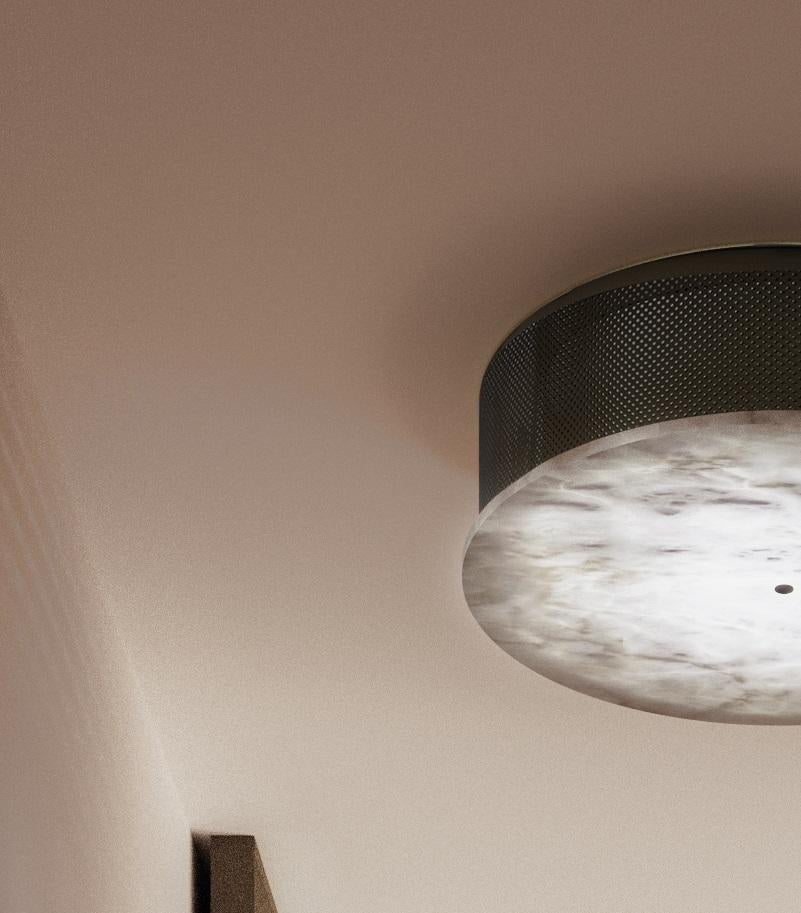 Enkō Brushed Black Metal Ceiling Light by Alabastro Italiano In New Condition For Sale In Geneve, CH