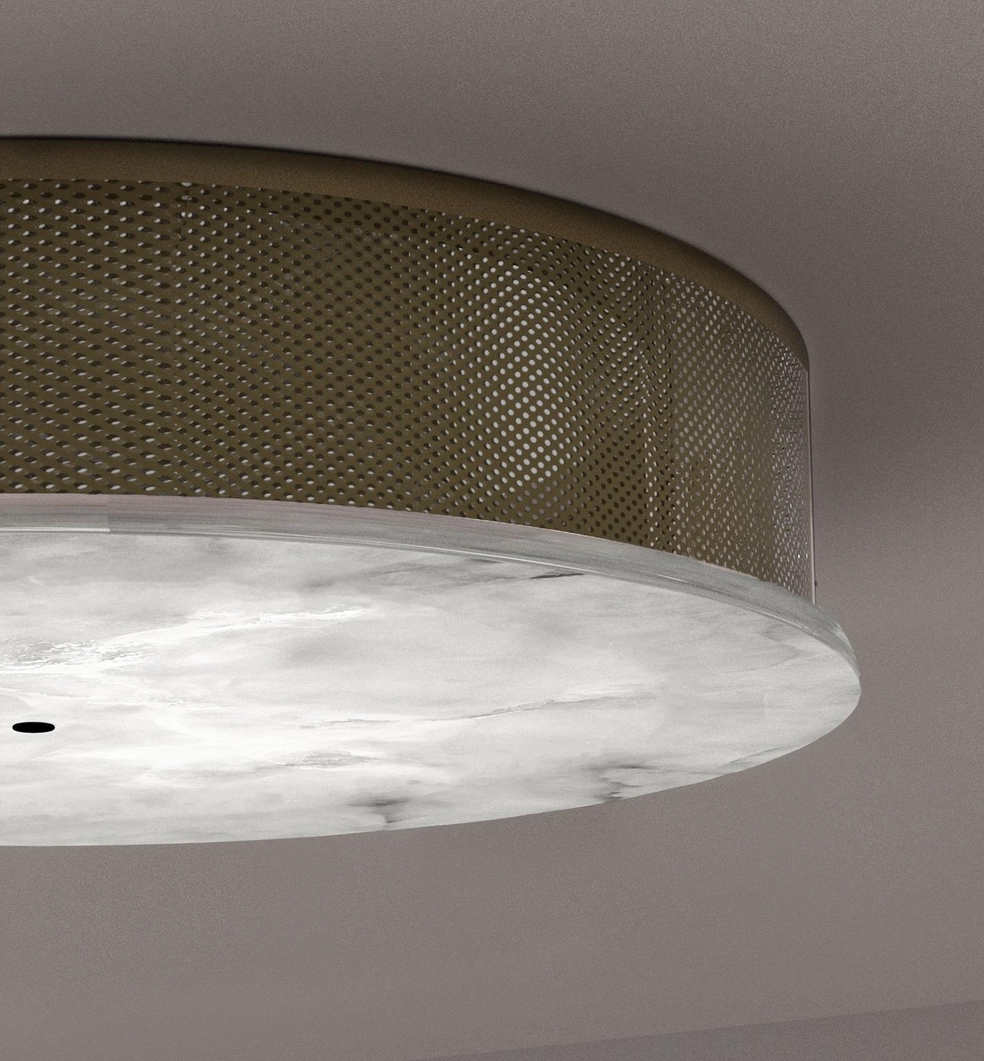 Modern Enkō Brushed Burnished Metal Ceiling Light by Alabastro Italiano For Sale