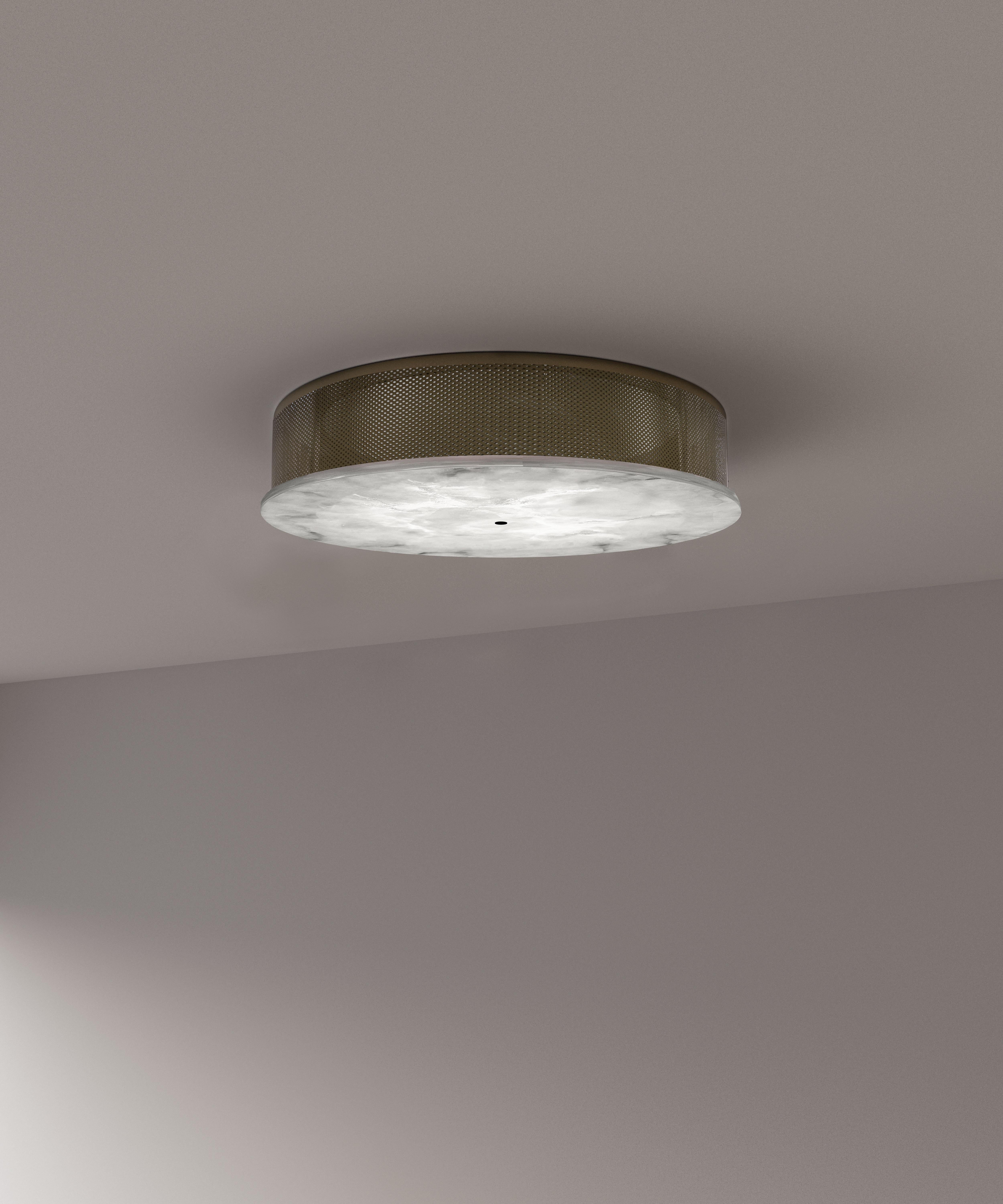 Enkō Brushed Burnished Metal Ceiling Light by Alabastro Italiano In New Condition For Sale In Geneve, CH