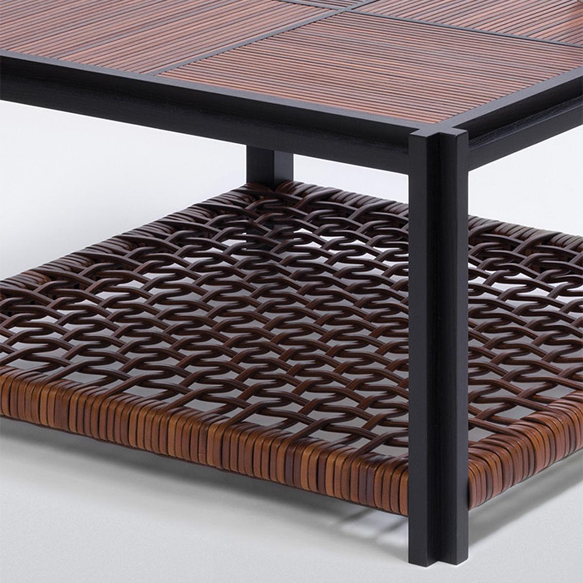 Hand-Crafted Enlaced Leather Coffee Table For Sale