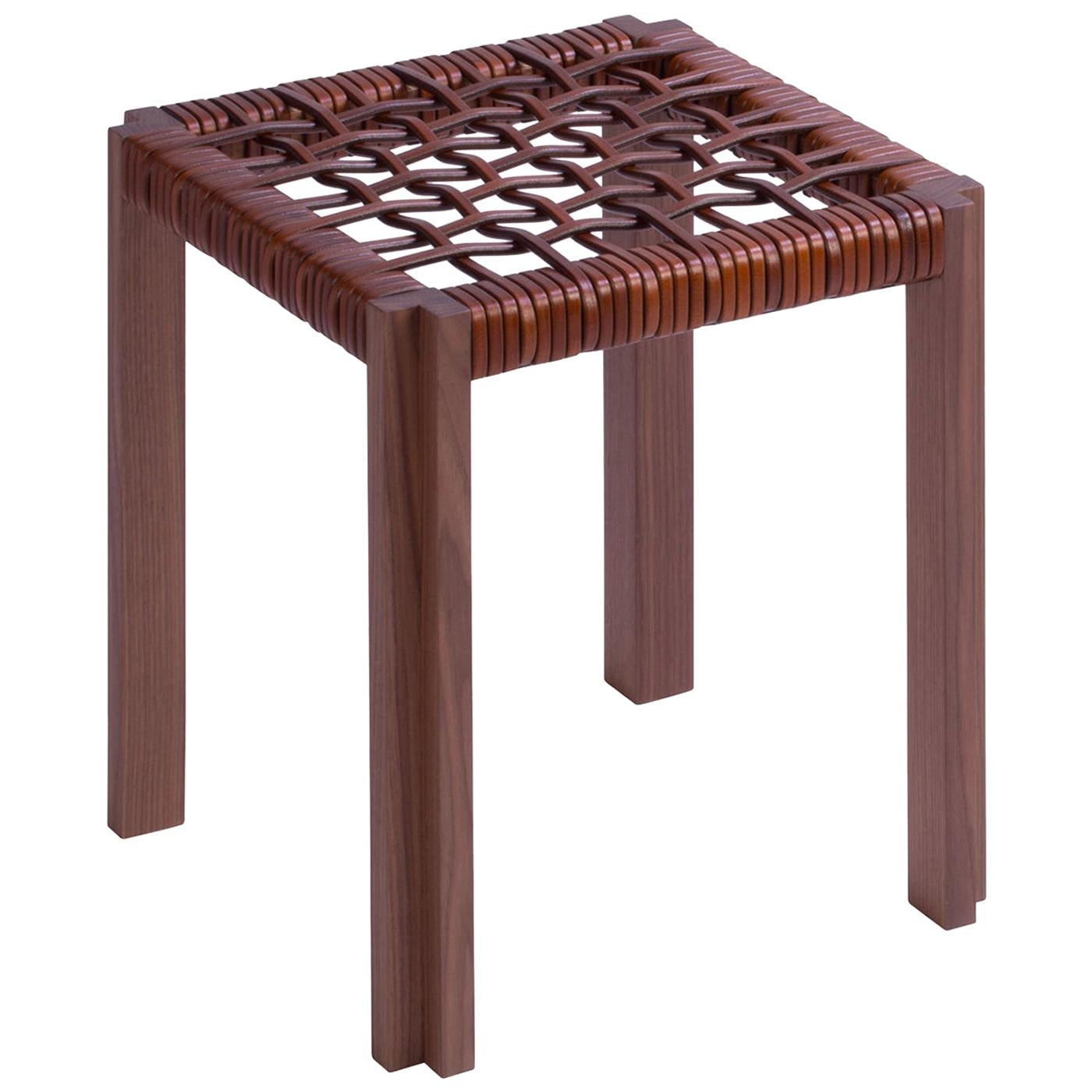Enlaced Leather Stool For Sale