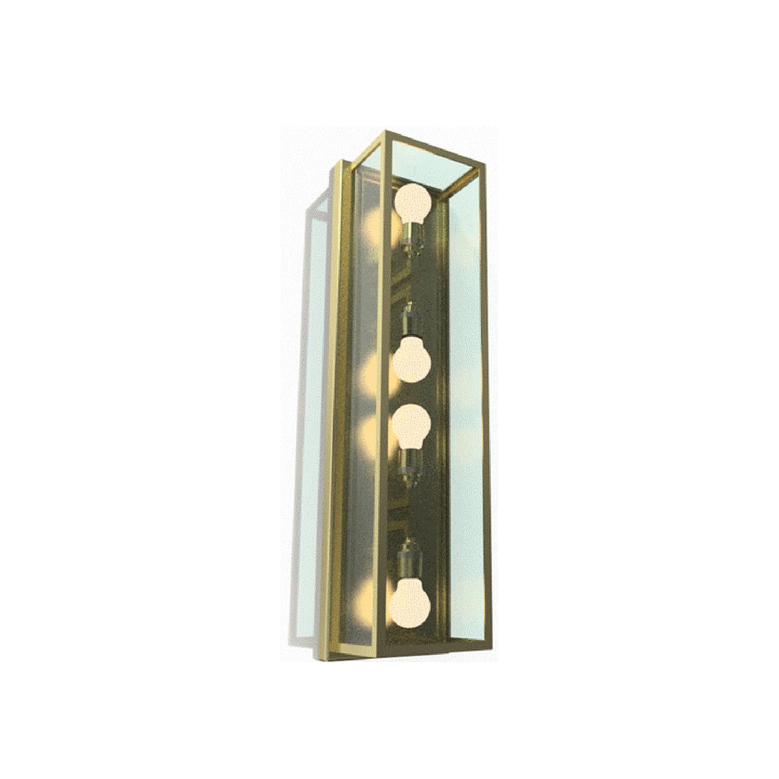 Art Nouveau Enlarged Brass, Frostet Glass Josef Hoffmann Flush Mount/Wall Lamp, Re-Edition For Sale
