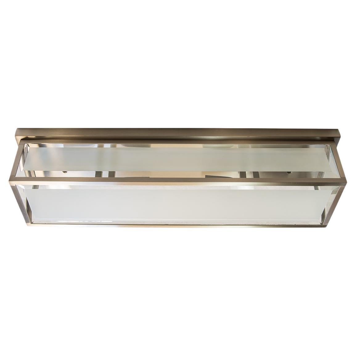 Enlarged Brass, Frostet Glass Josef Hoffmann Flush Mount/Wall Lamp, Re-Edition