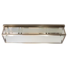 Enlarged Brass, Frostet Glass Josef Hoffmann Flush Mount/Wall Lamp, Re-Edition