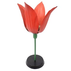 Vintage Enlarged Didactic Poppy Flower, Red Celluloid and Black Wood, 1950s