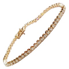 Enlarging Effect Round Brilliant Diamond Tennis Bracelet in 18K Rose Gold