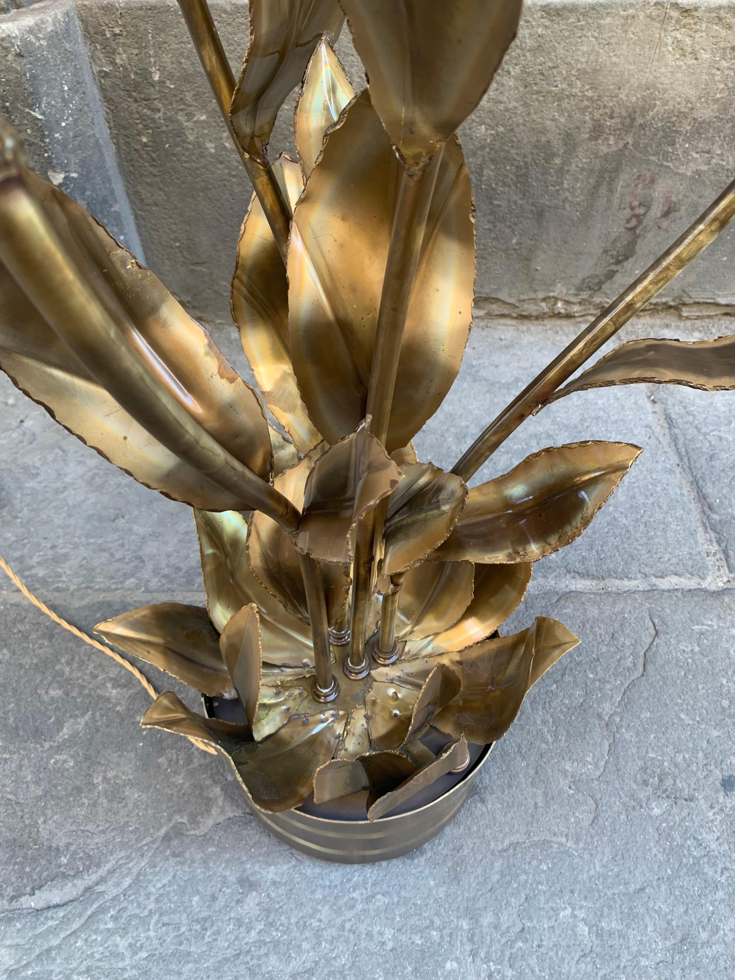 Enlightening Plant Brass Leaves Floor Lamp, 1970s 11