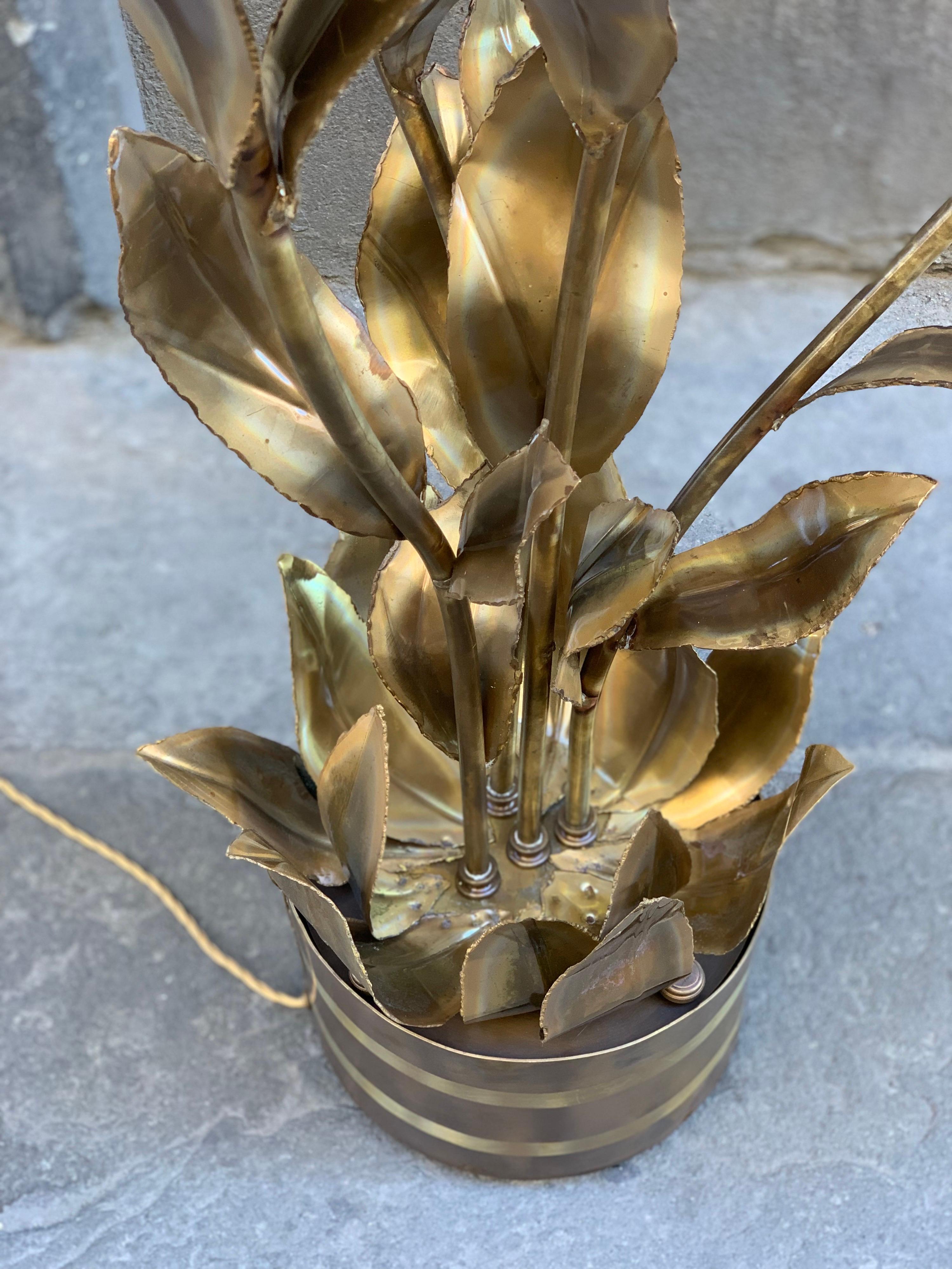 Enlightening Plant Brass Leaves Floor Lamp, 1970s 12