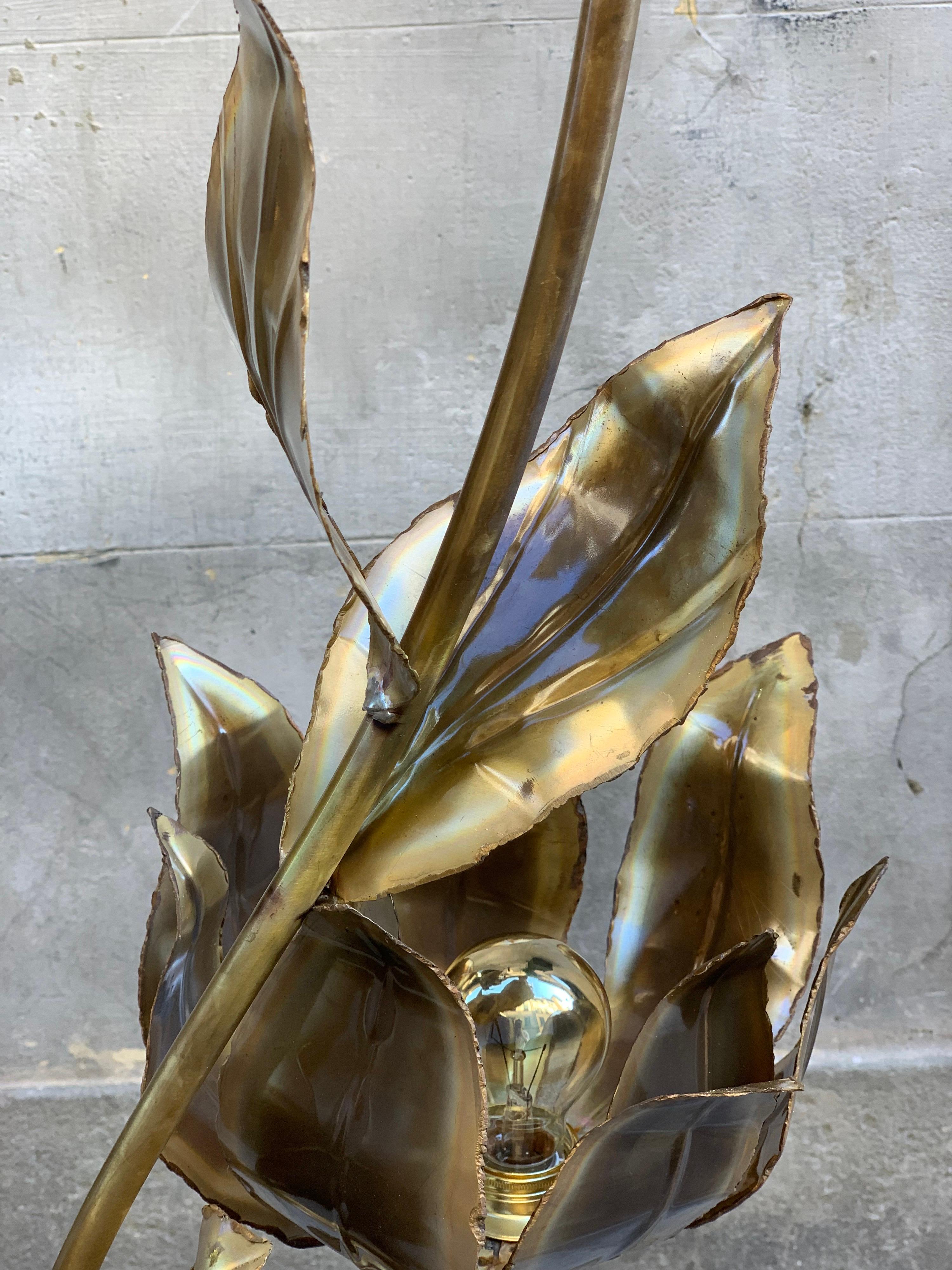 Enlightening Plant Brass Leaves Floor Lamp, 1970s 13