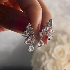 Enlightenment Baguette & Rose Cut Diamond Ear Climbers Platinum