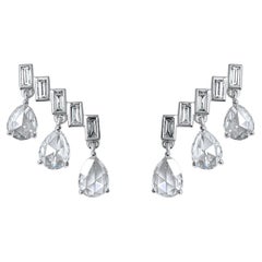 Enlightenment Baguette & Rose Cut Diamond Ear Climbers Platinum