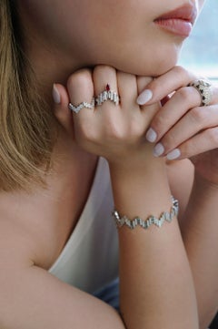 Enlightenment Celestial Crown Tiara Diamond Baguette and Ruby Ring LARGE